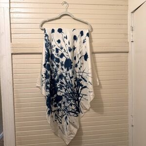 Balenciaga Blue Abstract Floral Scarf Wrap